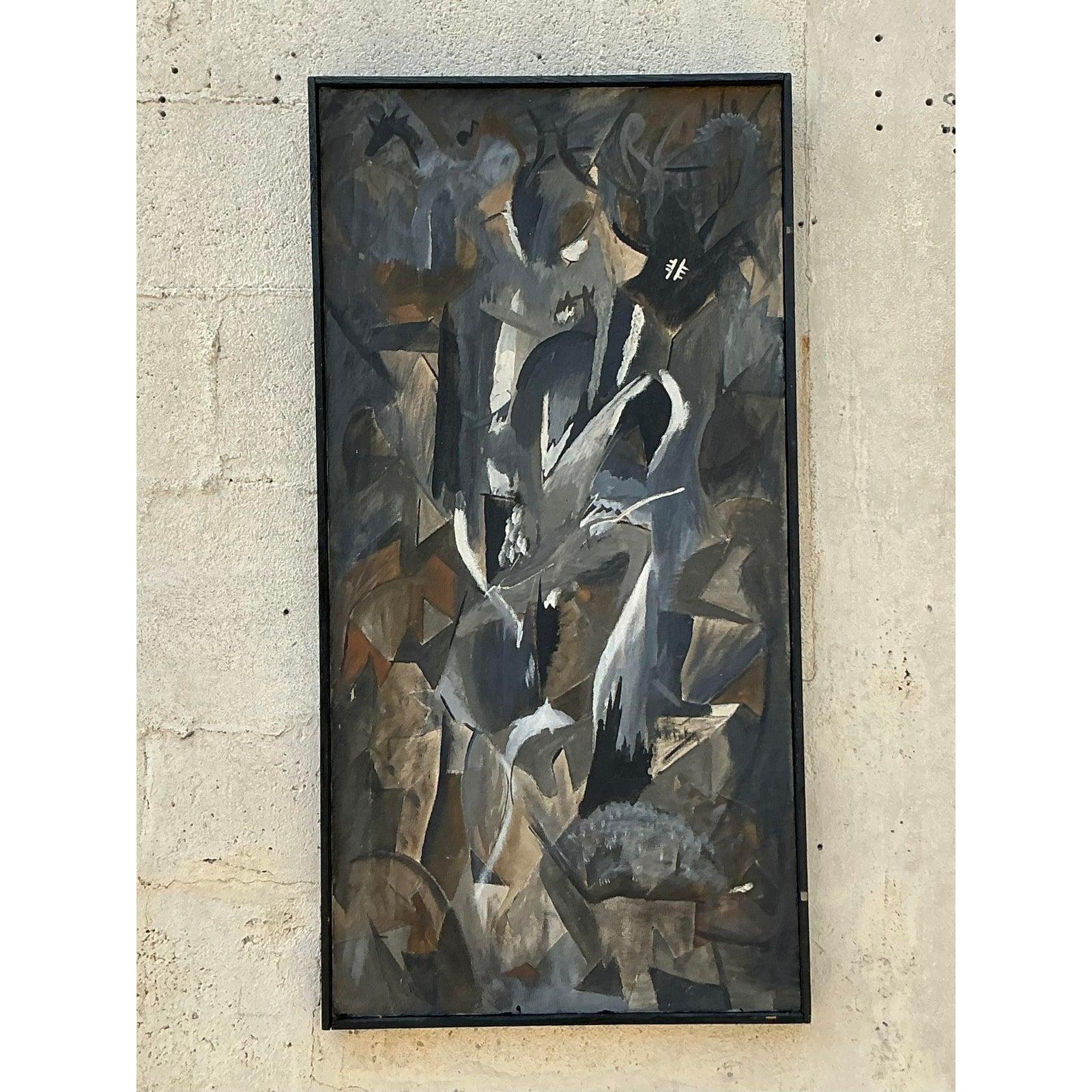 Originales abstraktes Ölgemälde auf Leinwand, Boho (amerikanisch) im Angebot