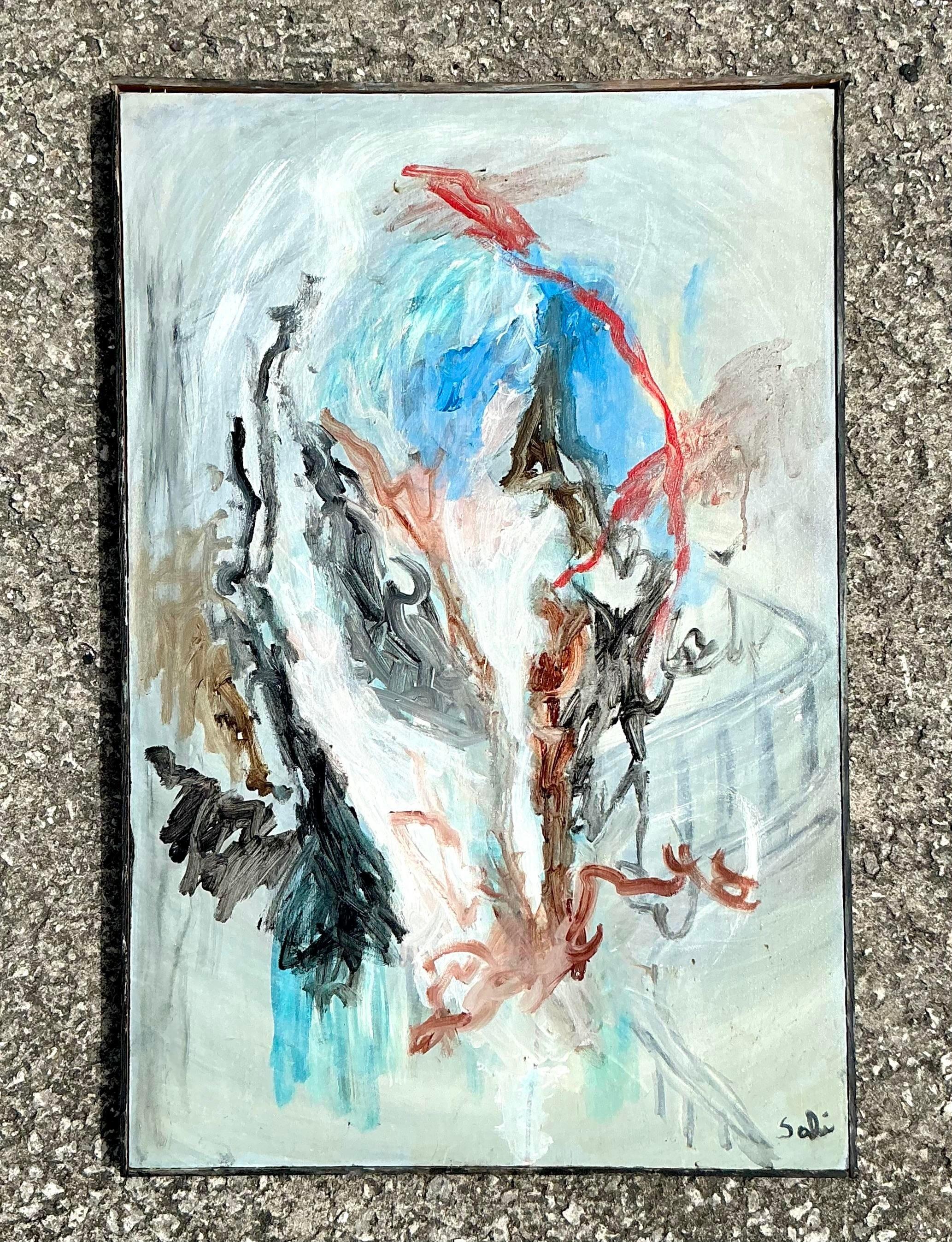 Originales abstraktes Ölgemälde auf Leinwand, Boho (20. Jahrhundert) im Angebot