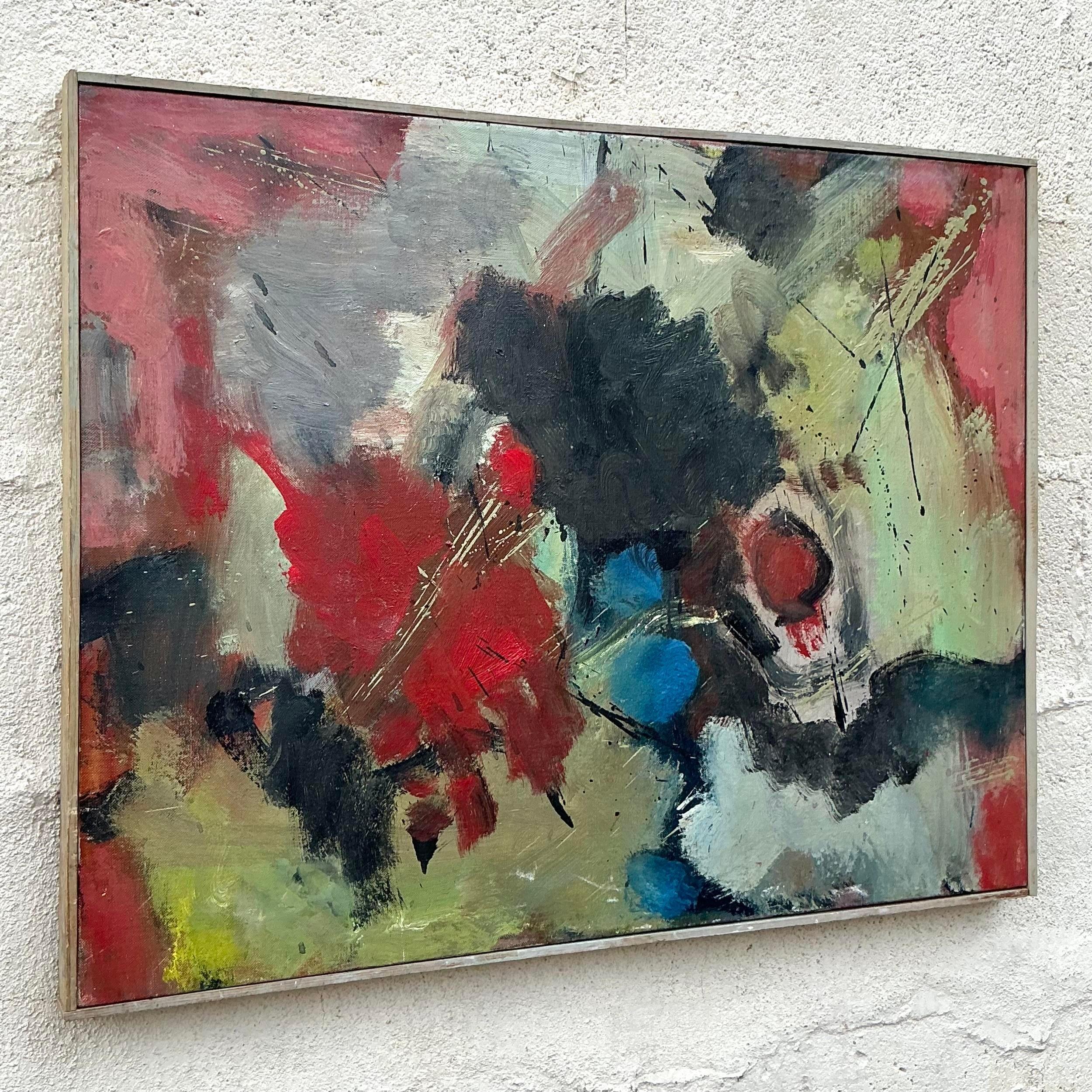 Originales abstraktes Ölgemälde auf Leinwand, Boho (20. Jahrhundert) im Angebot
