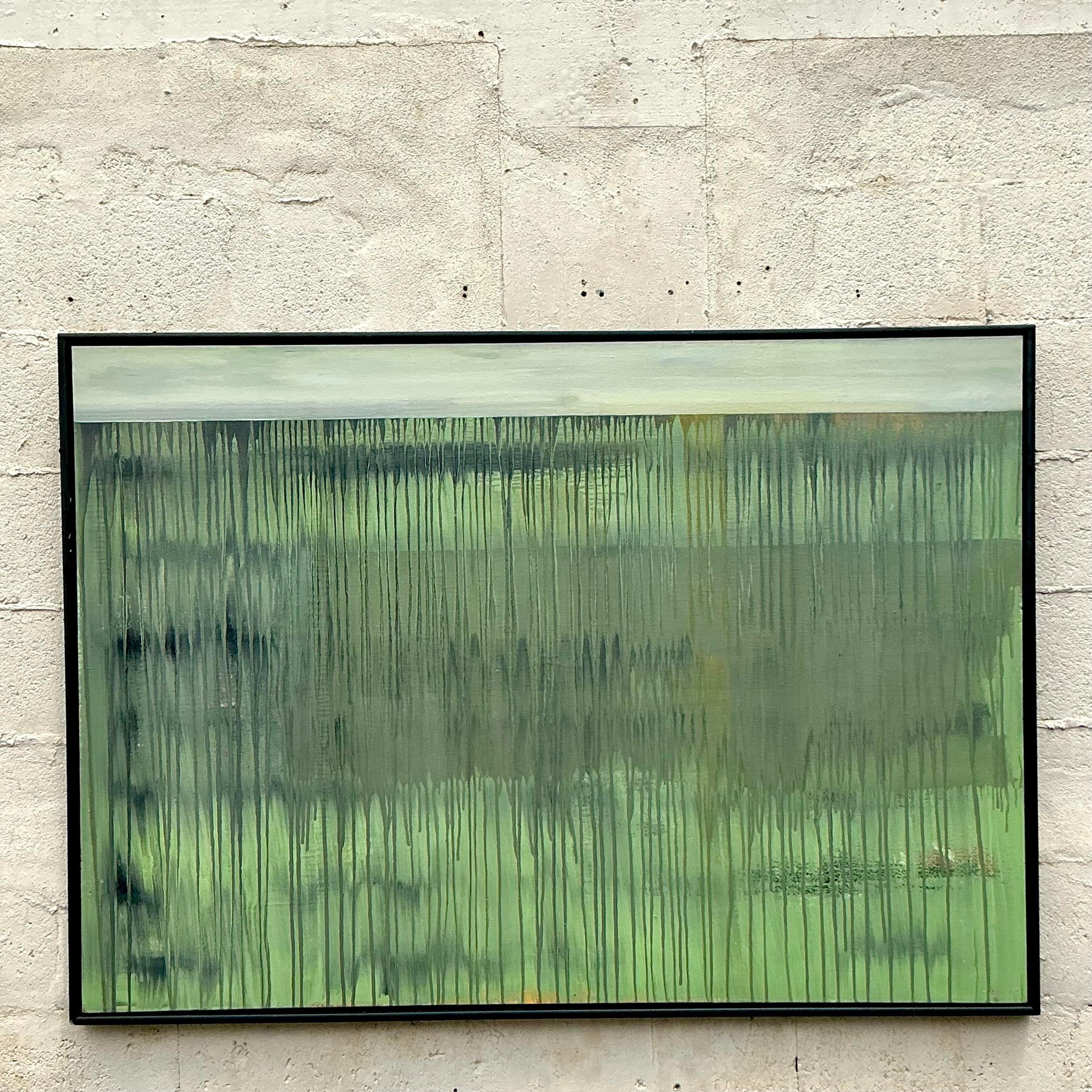 XX secolo Pittura ad olio astratta originale vintage Boho su tela in vendita