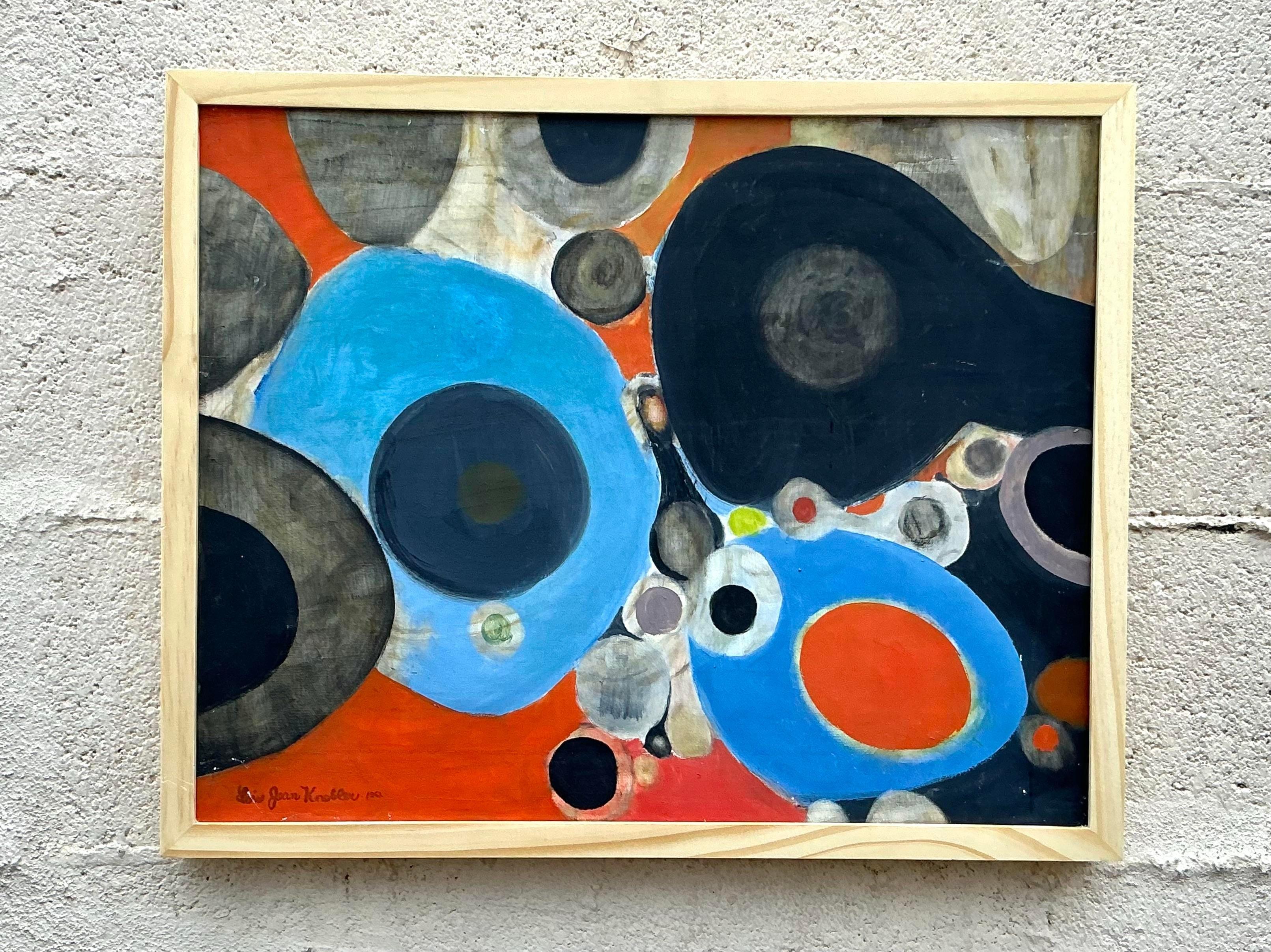 Originales abstraktes Ölgemälde auf Leinwand, Boho (Mitte des 20. Jahrhunderts) im Angebot