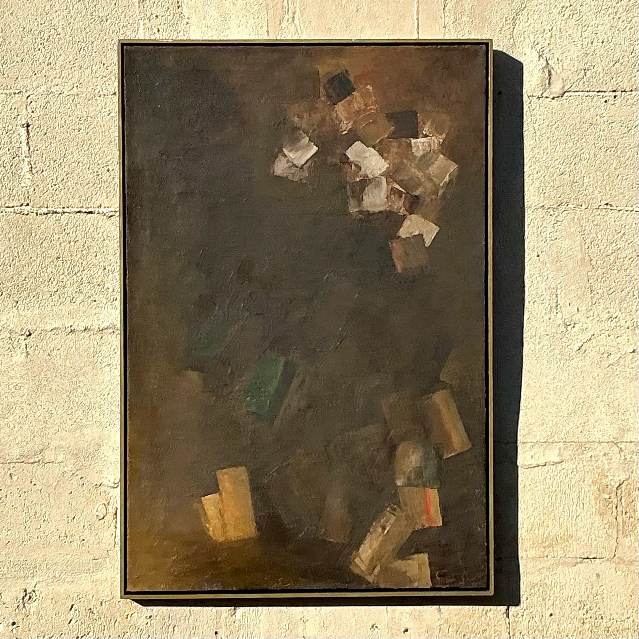 Originales abstraktes Ölgemälde auf Leinwand, Boho (20. Jahrhundert) im Angebot