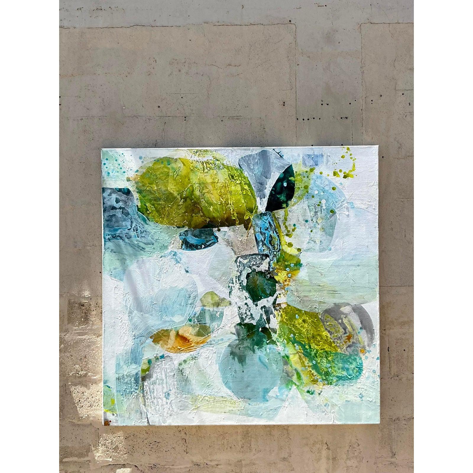 Originales abstraktes Ölgemälde auf Leinwand, Boho (20. Jahrhundert) im Angebot