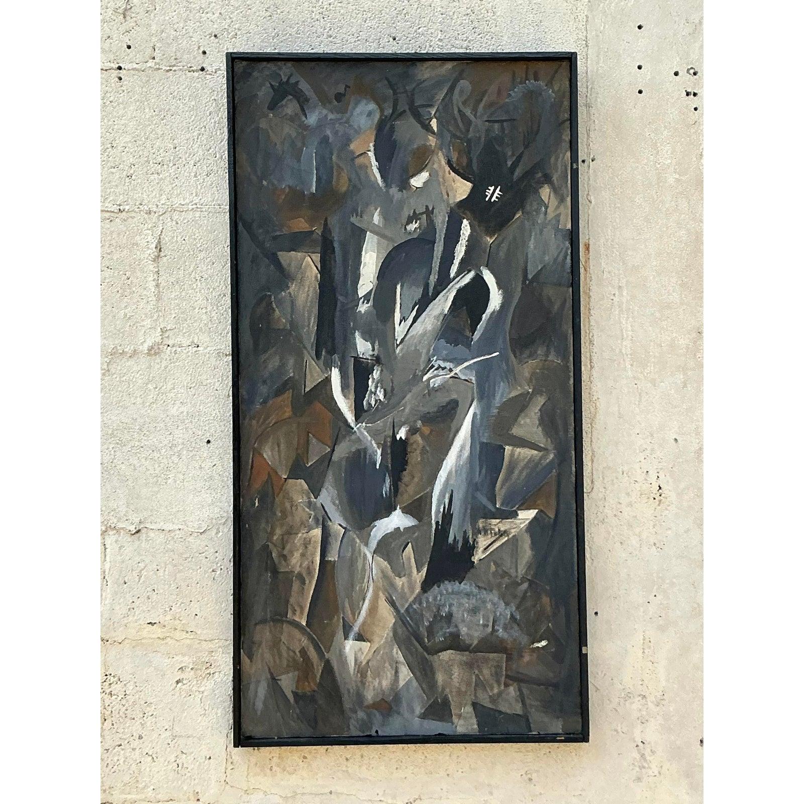 Originales abstraktes Ölgemälde auf Leinwand, Boho im Zustand „Gut“ im Angebot in West Palm Beach, FL