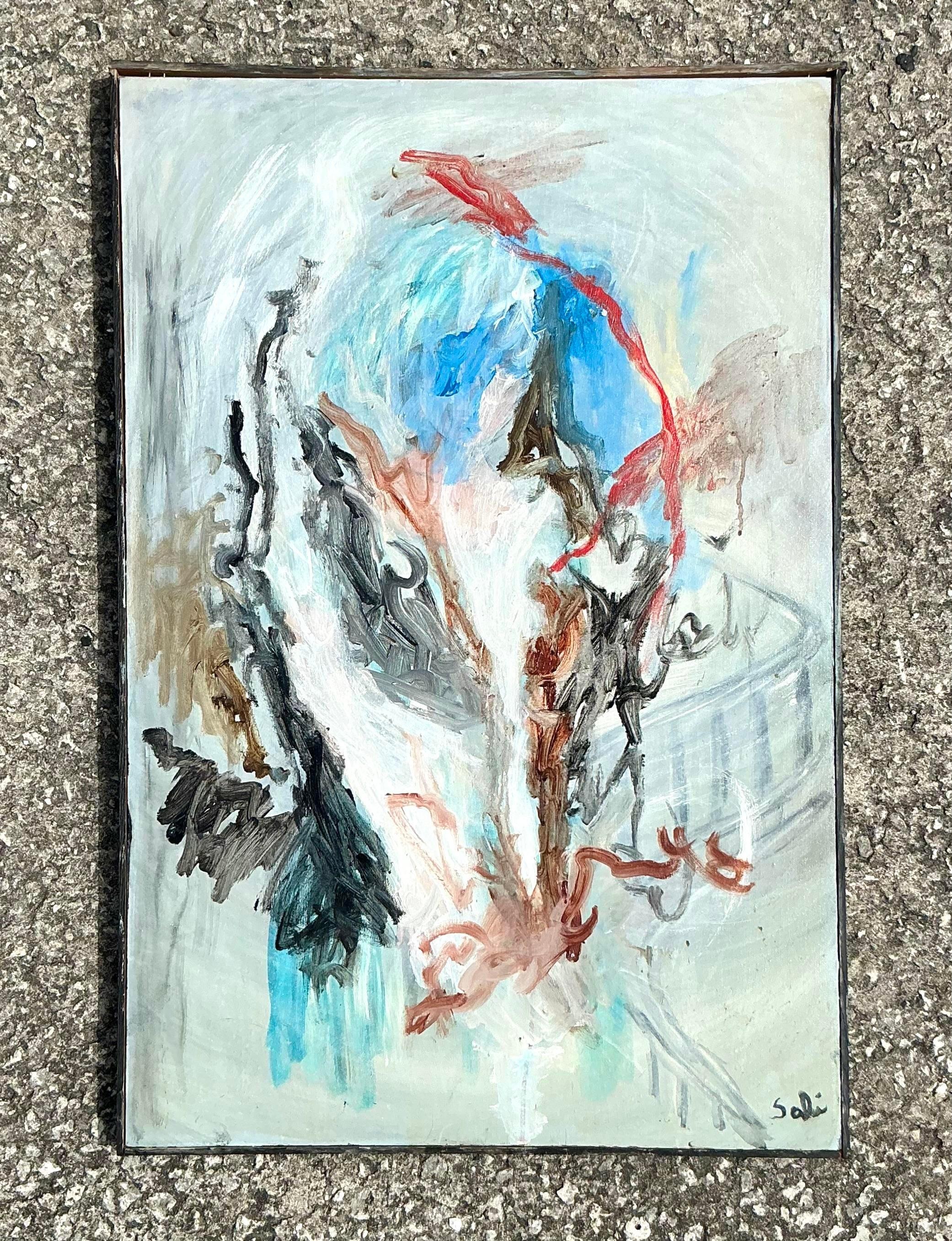 Originales abstraktes Ölgemälde auf Leinwand, Boho im Angebot 1