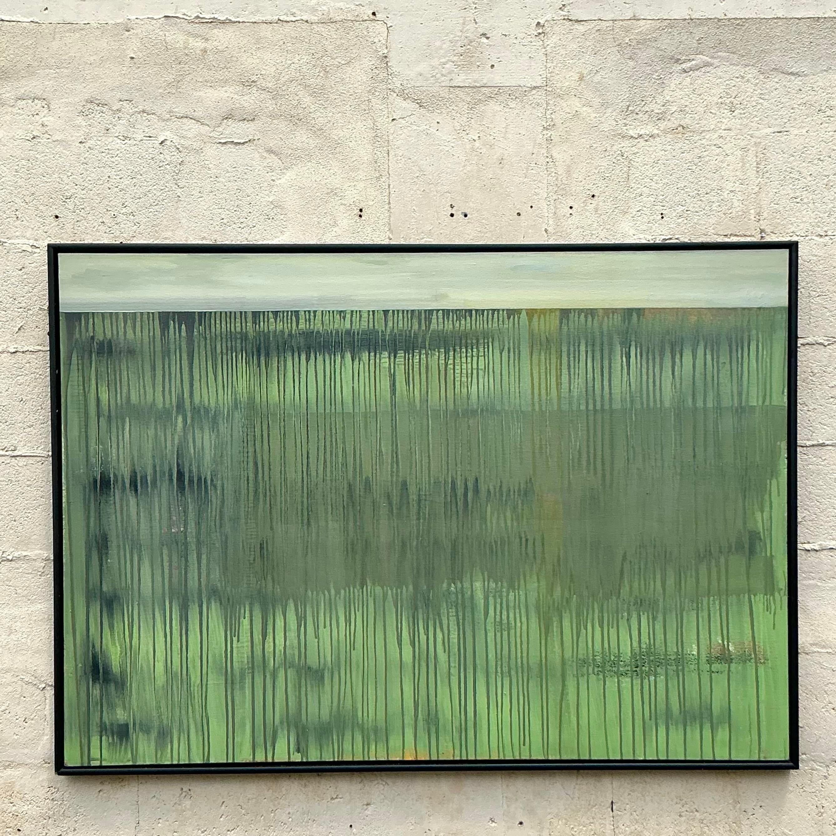 Tela Pittura ad olio astratta originale vintage Boho su tela in vendita