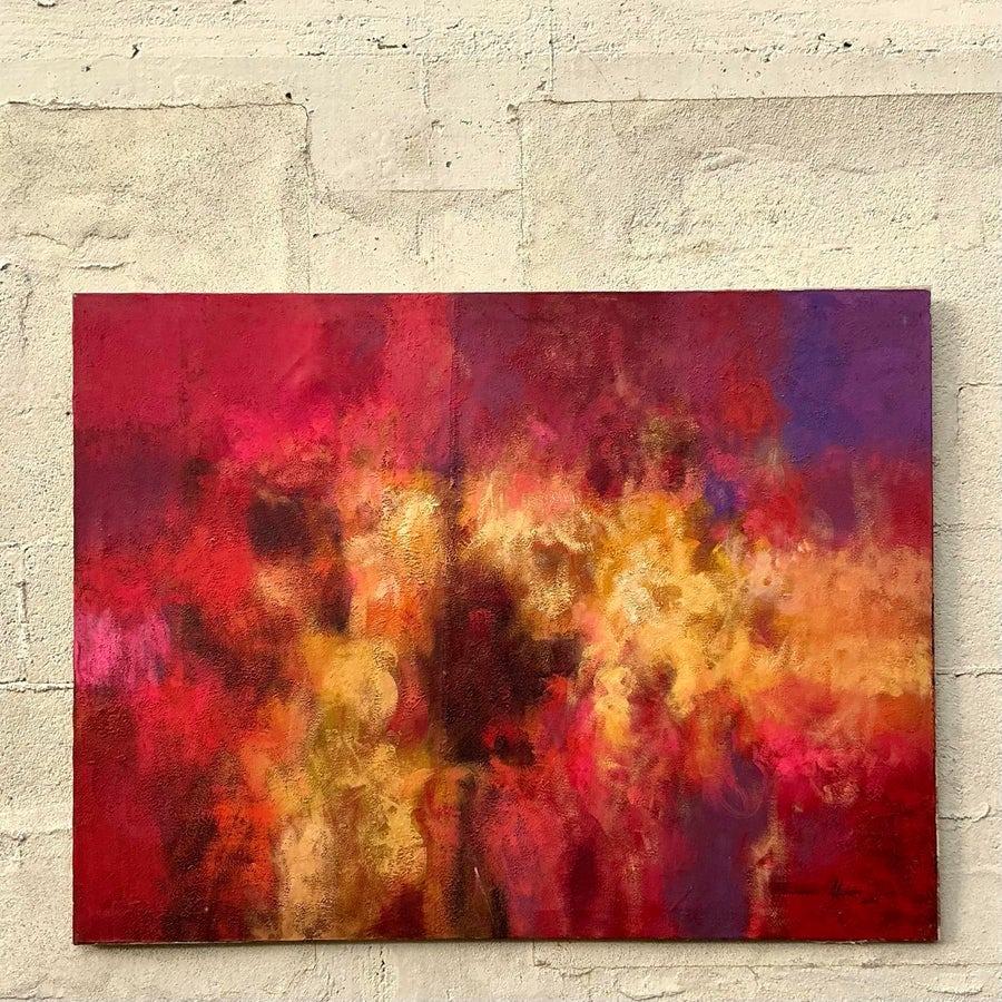 Originales abstraktes Ölgemälde auf Leinwand, Boho im Angebot 1