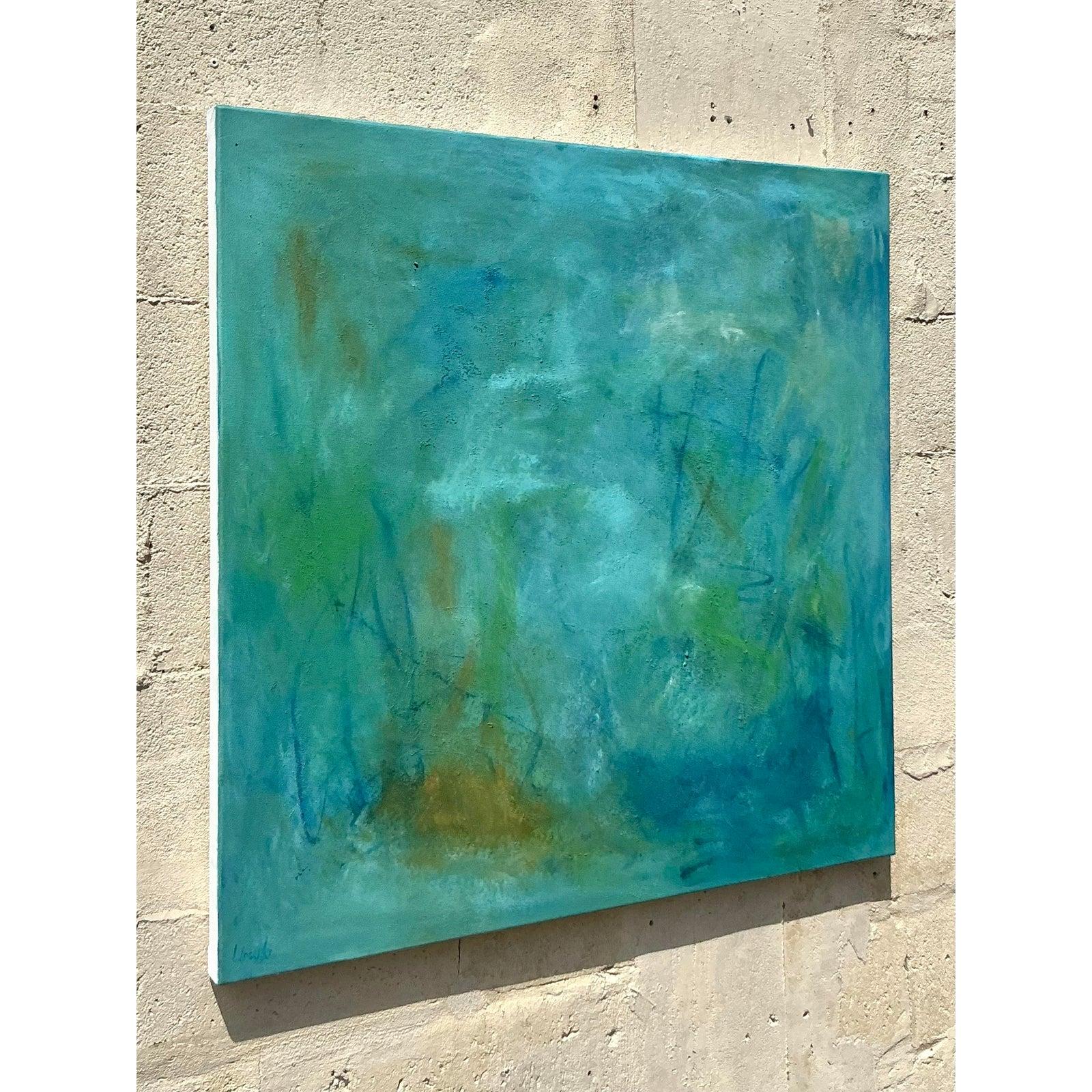 Originales abstraktes Ölgemälde auf Leinwand, Boho im Angebot 1