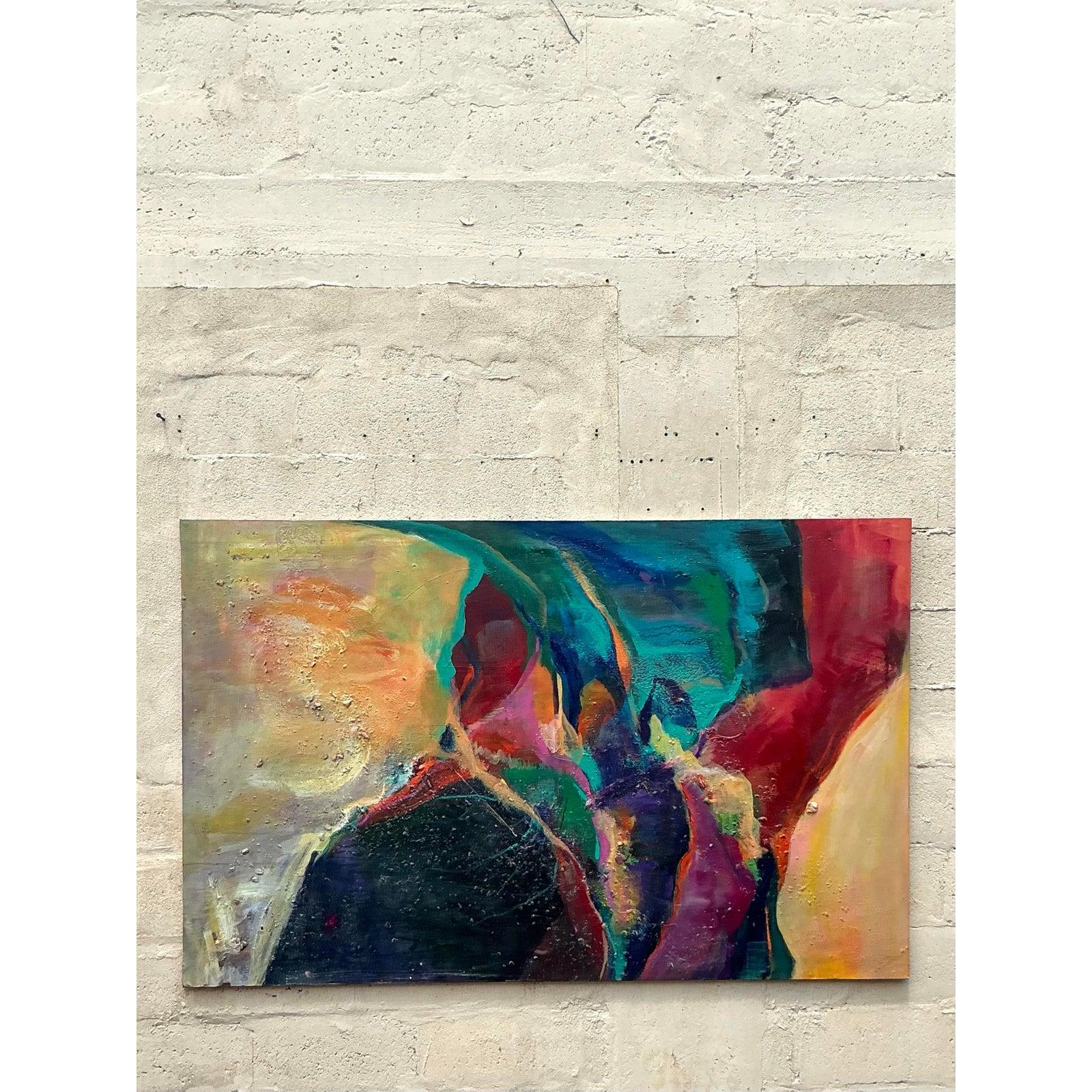 Originales abstraktes Ölgemälde auf Leinwand, Boho im Angebot 1