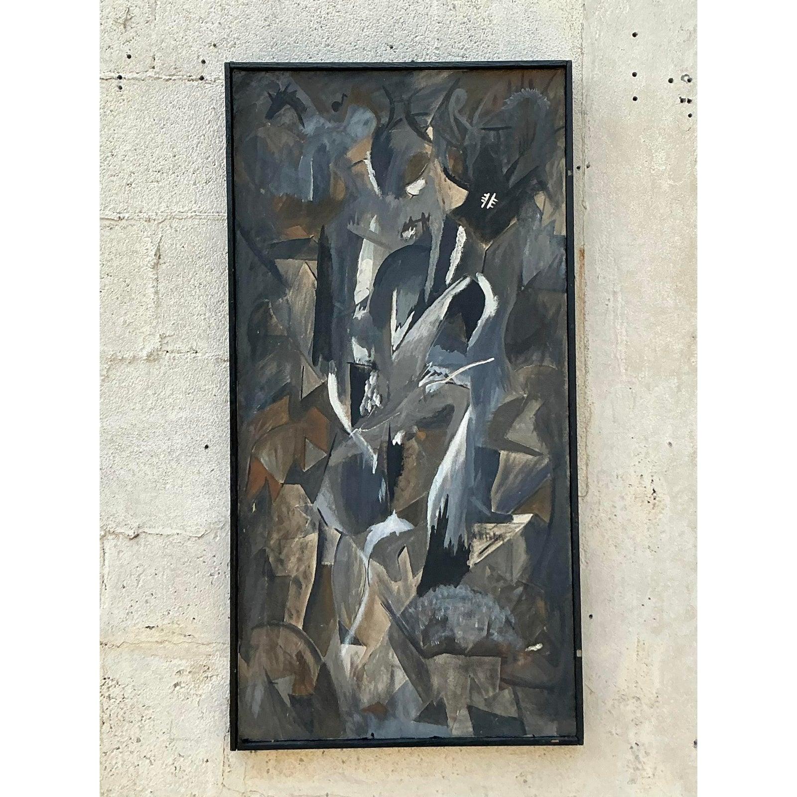 Originales abstraktes Ölgemälde auf Leinwand, Boho (20. Jahrhundert) im Angebot
