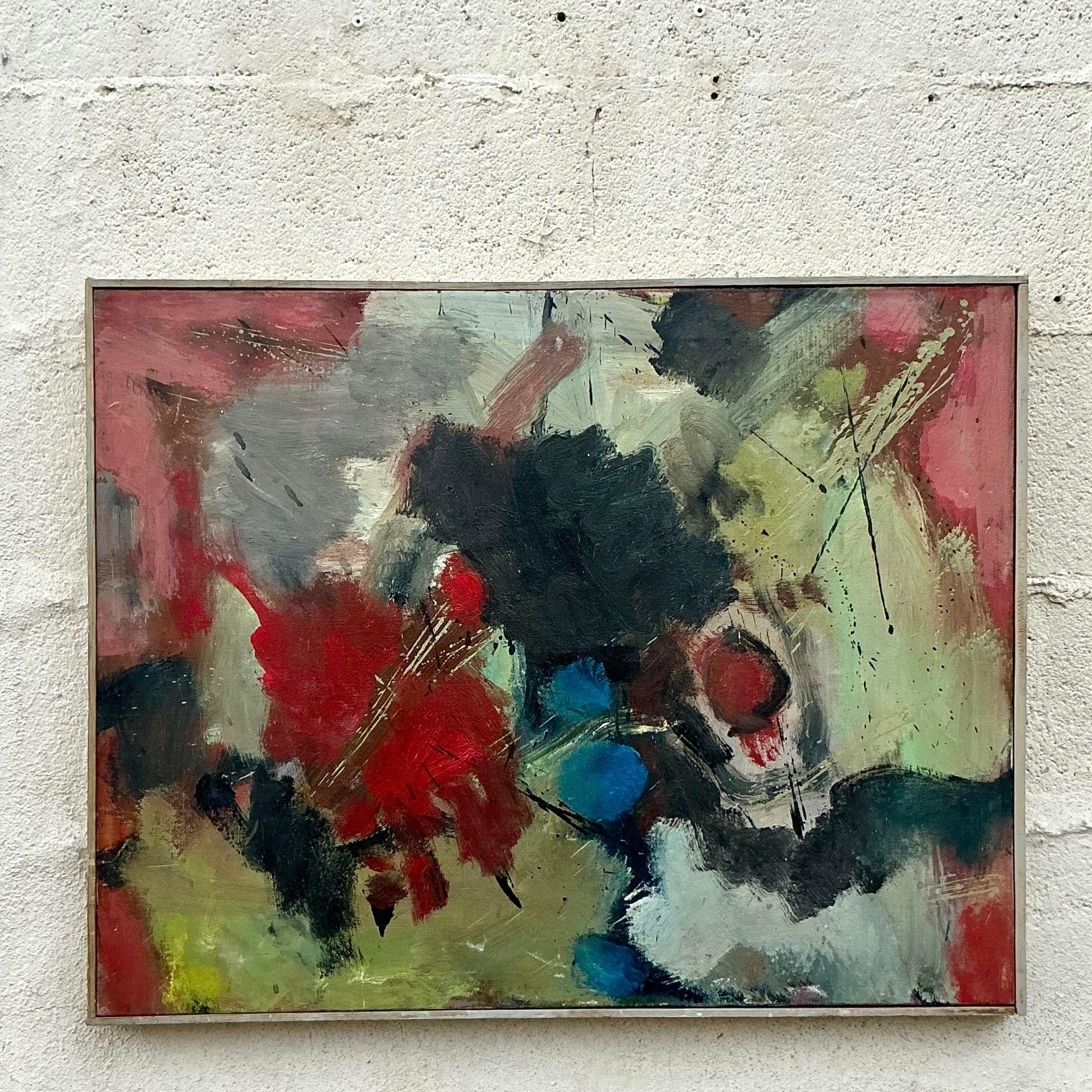 Originales abstraktes Ölgemälde auf Leinwand, Boho im Angebot 2