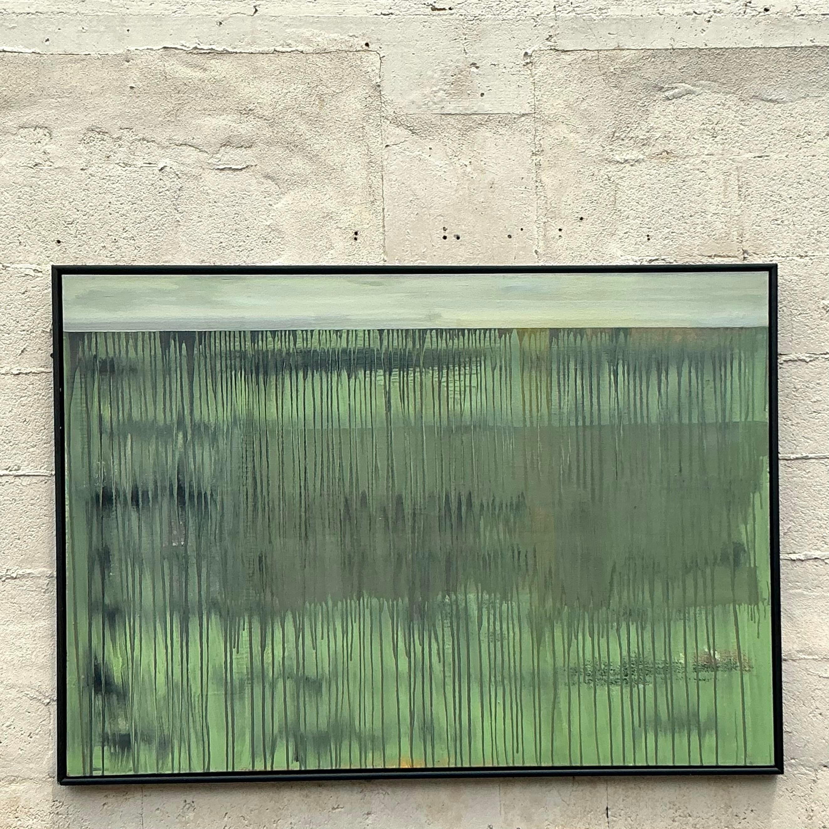 Pittura ad olio astratta originale vintage Boho su tela in vendita 1