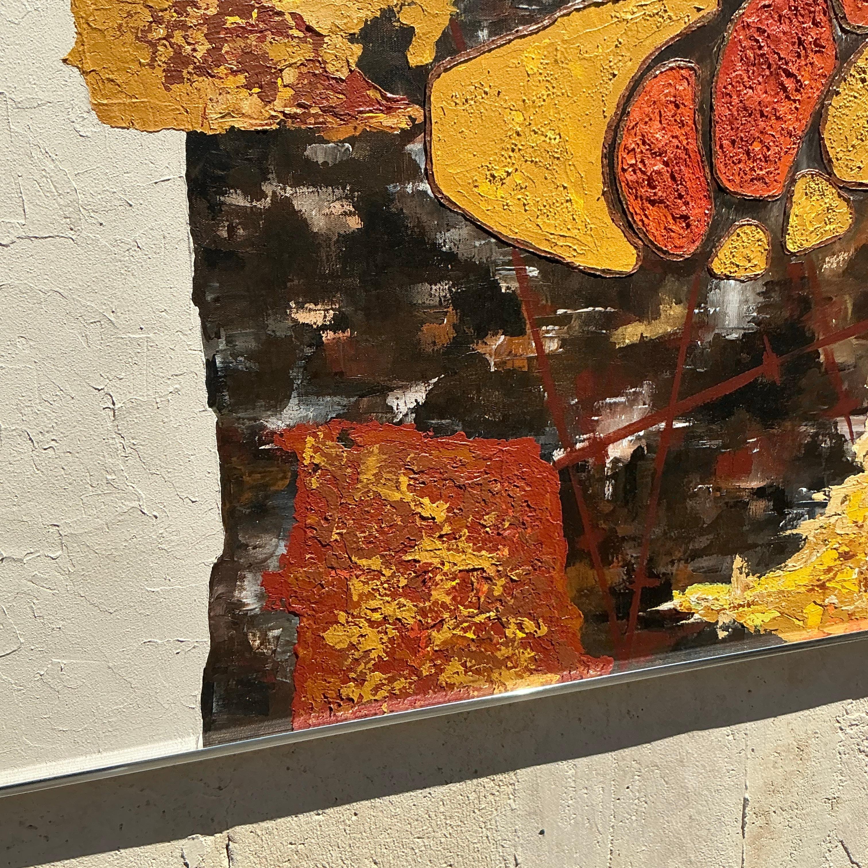 Originales abstraktes Ölgemälde auf Leinwand, Boho im Angebot 1