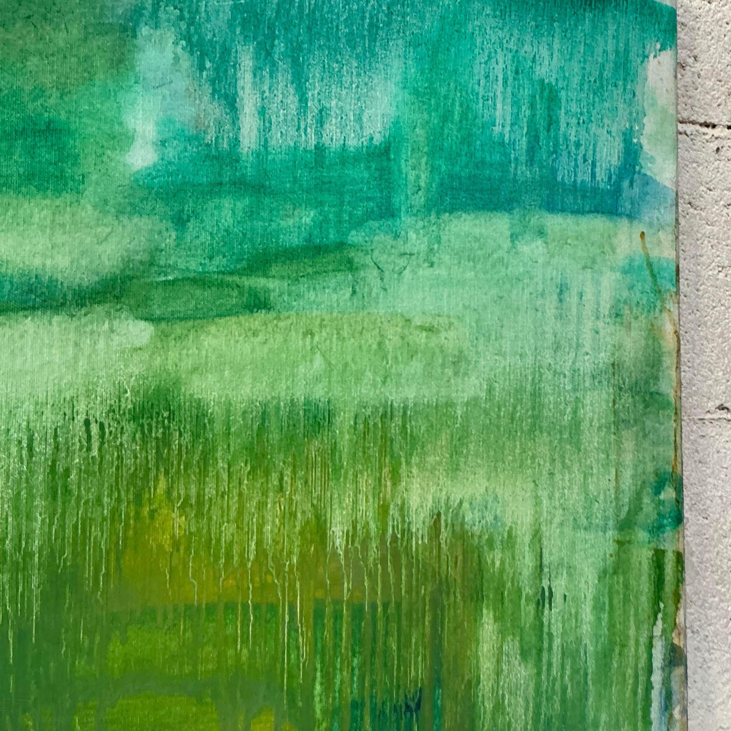 Vintage Boho Pintura al óleo abstracta original sobre lienzo en venta 1