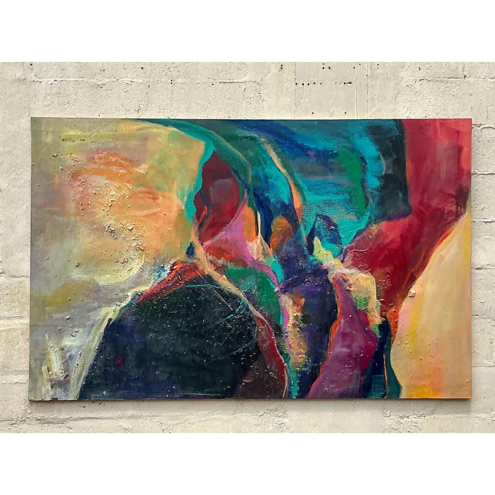 Originales abstraktes Ölgemälde auf Leinwand, Boho im Angebot 2