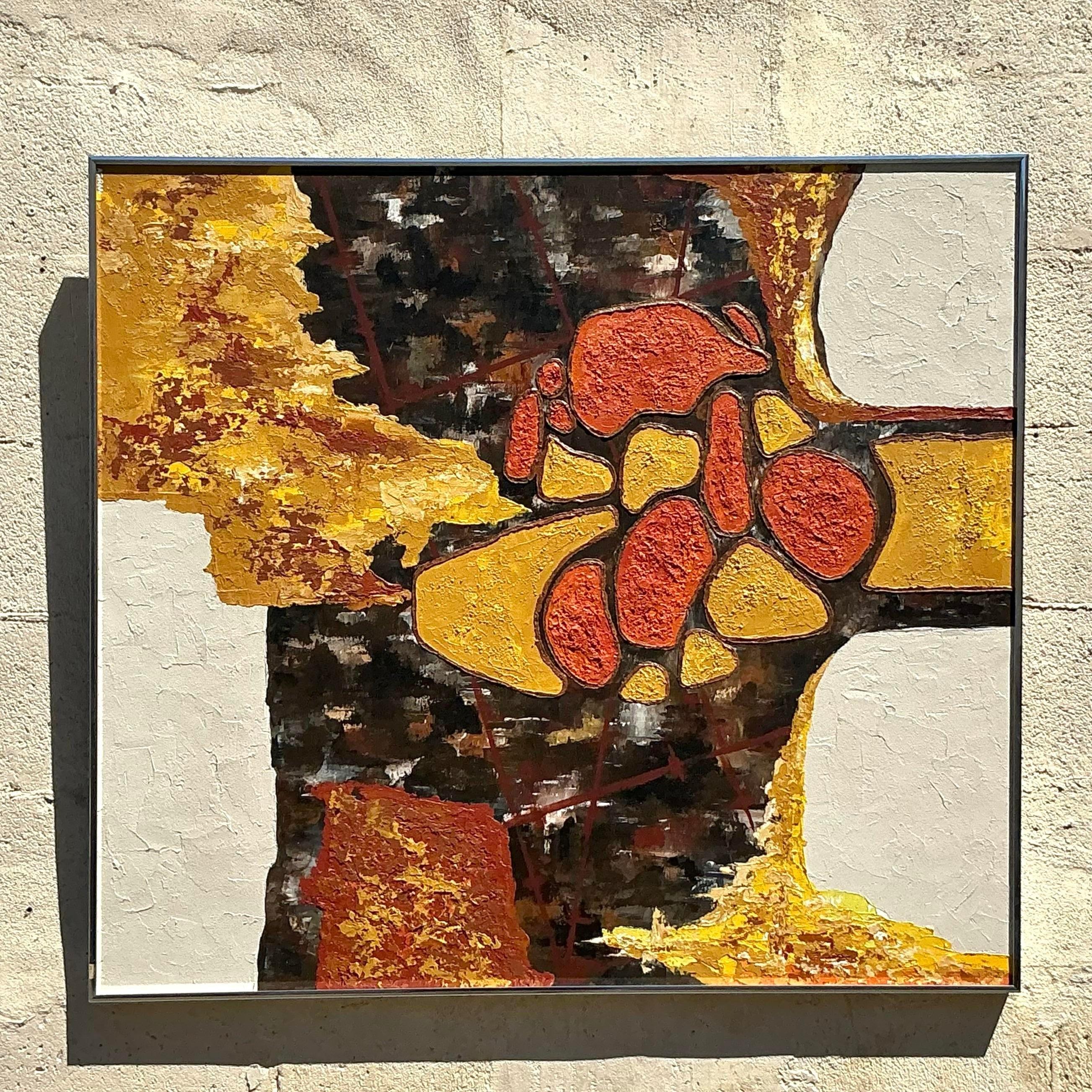 Originales abstraktes Ölgemälde auf Leinwand, Boho im Angebot 2
