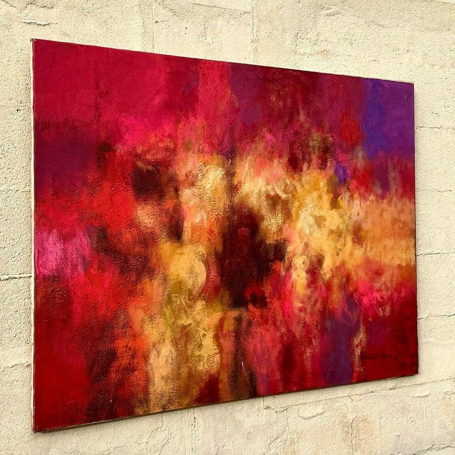 Originales abstraktes Ölgemälde auf Leinwand, Boho im Angebot 3