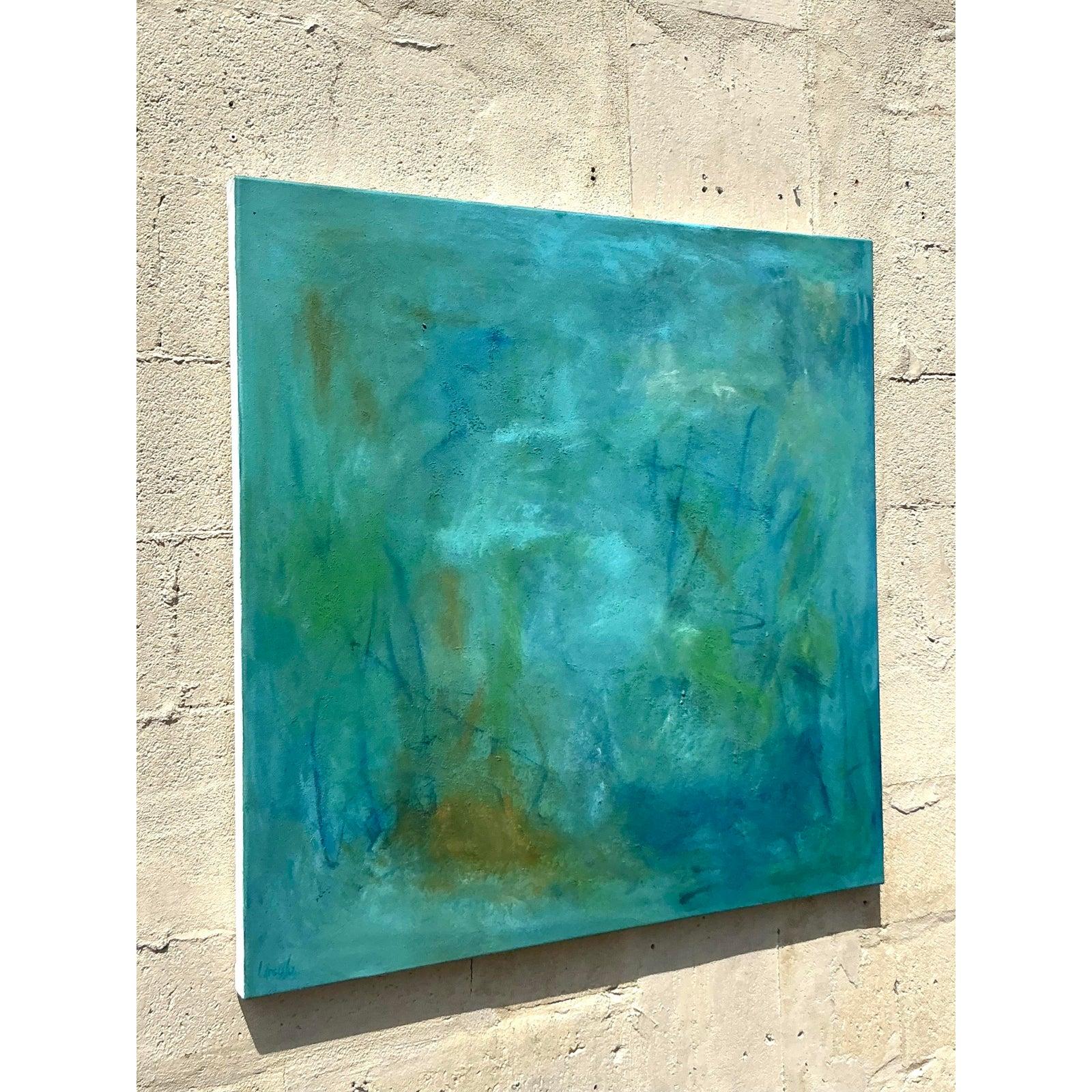 Originales abstraktes Ölgemälde auf Leinwand, Boho im Angebot 3