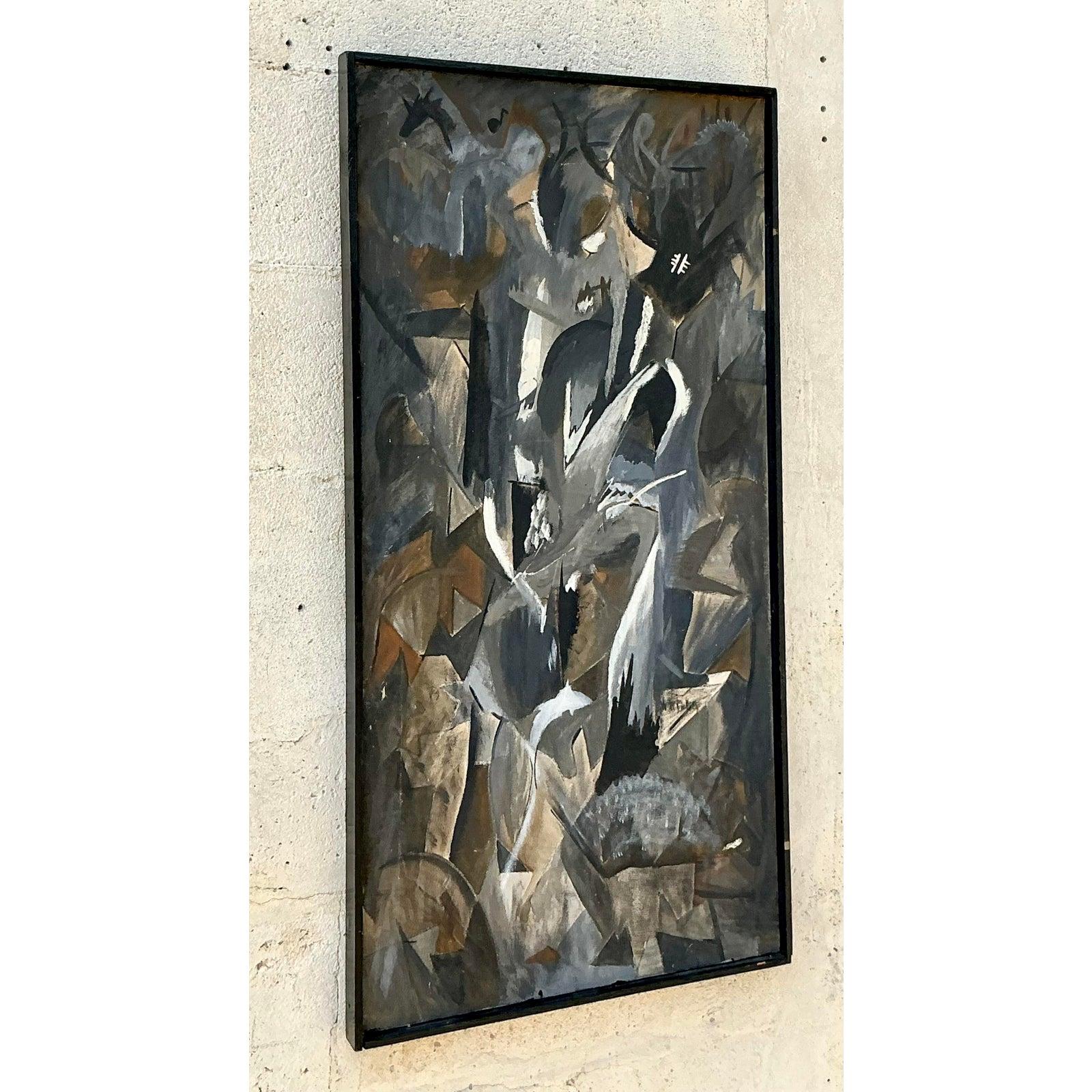 Originales abstraktes Ölgemälde auf Leinwand, Boho im Angebot 2