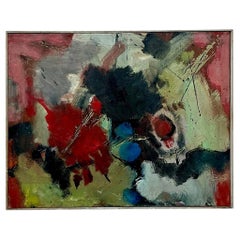 Vintage Boho Pintura al óleo abstracta original sobre lienzo