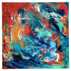 Pittura ad olio astratta originale vintage Boho su tela