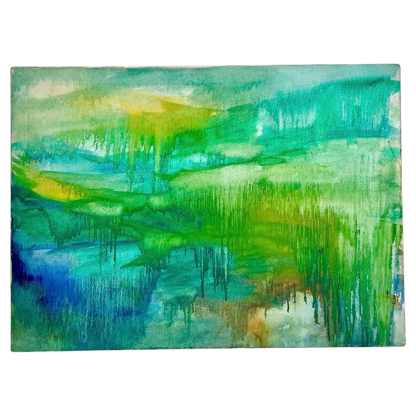 Vintage Boho Pintura al óleo abstracta original sobre lienzo en venta