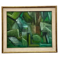 Pittura ad olio astratta originale vintage Boho su tela