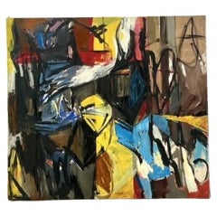 Peinture à l'huile abstraite originale sur toile vintage de style Boho