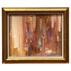 Vintage Boho Pintura al óleo abstracta original sobre lienzo