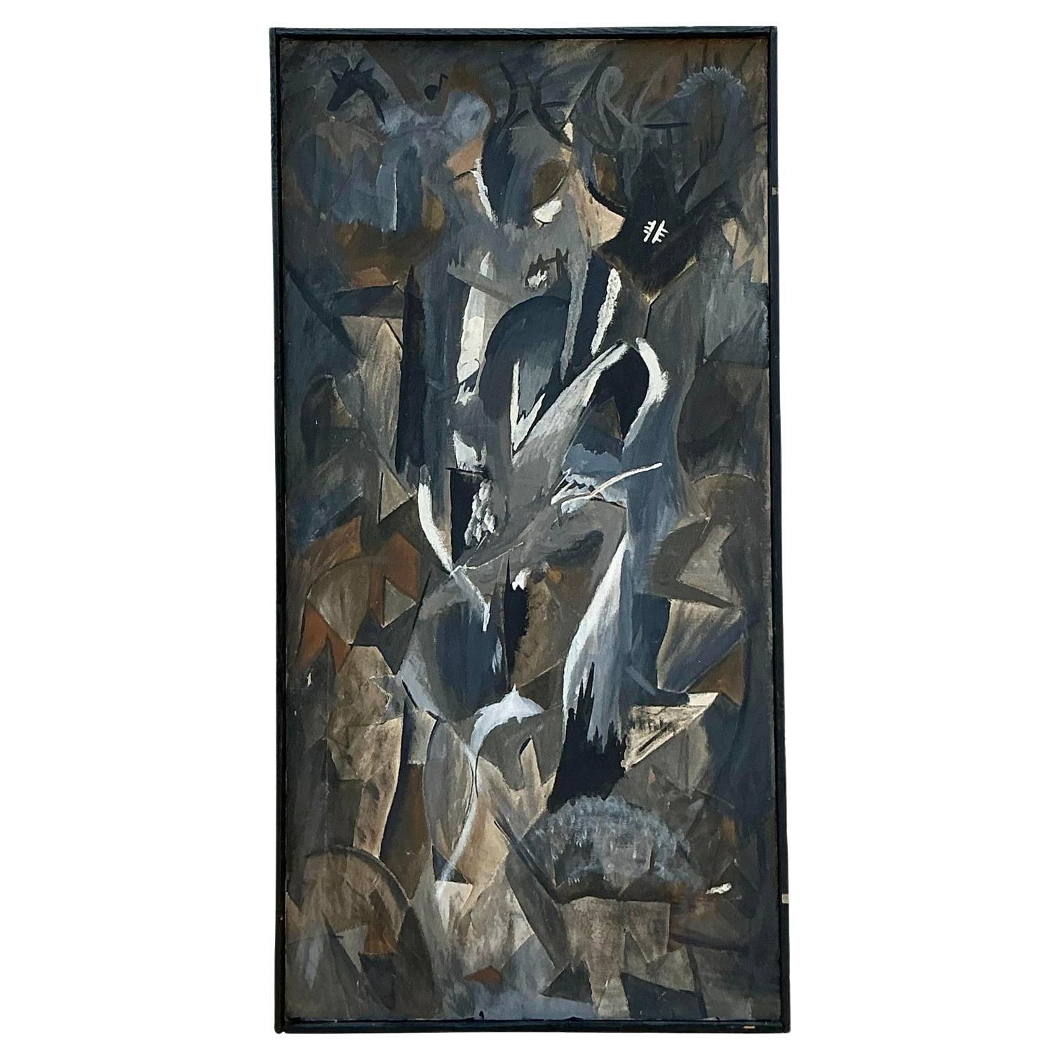 Originales abstraktes Ölgemälde auf Leinwand, Boho im Angebot