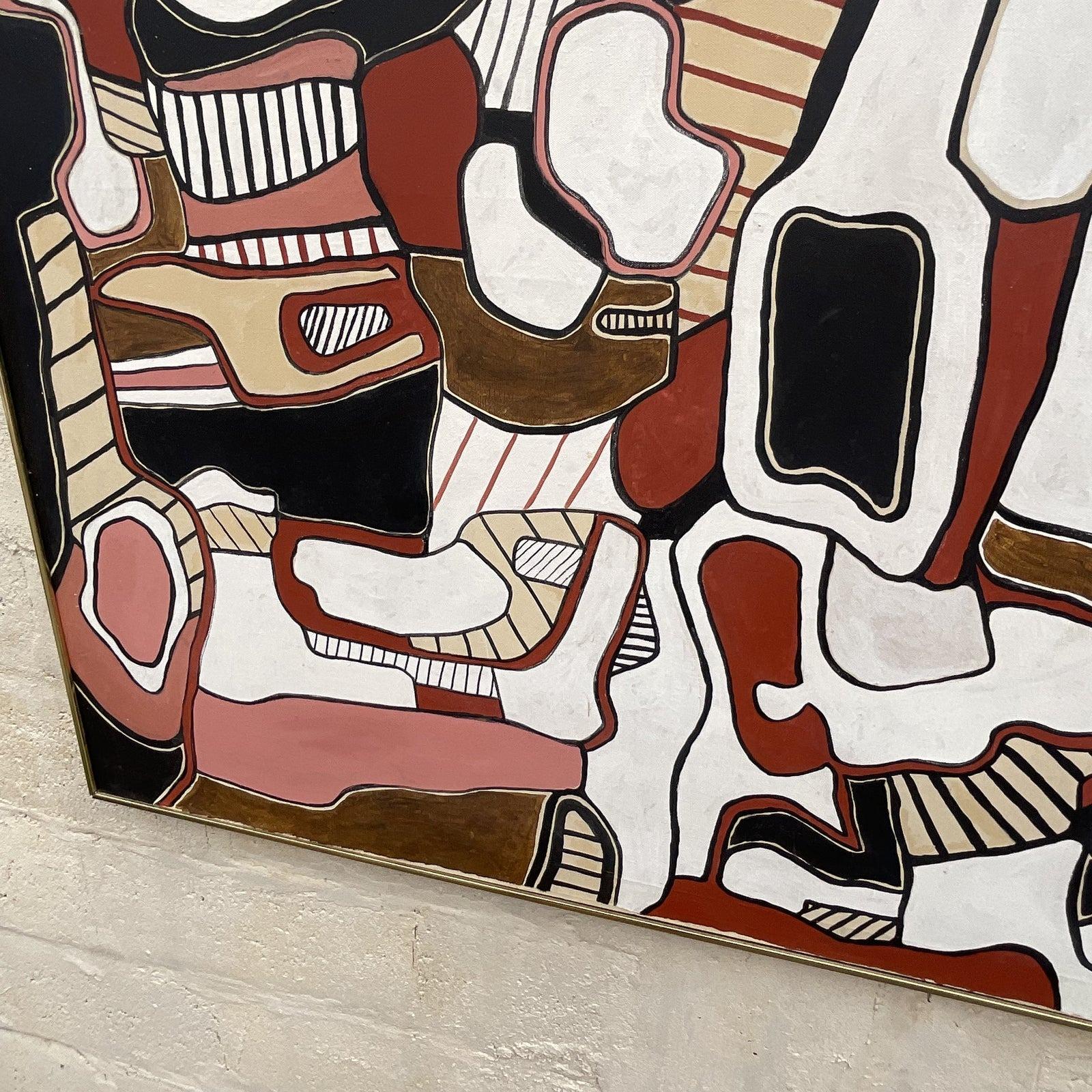 Vintage Boho Original Abstract Oil Painting on Canvas Signed For Sale ...
