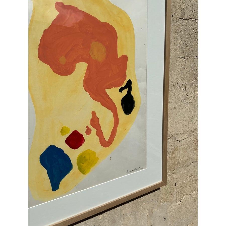 Originales abstraktes Ölgemälde auf Papier, Boho, Vintage im Angebot 4