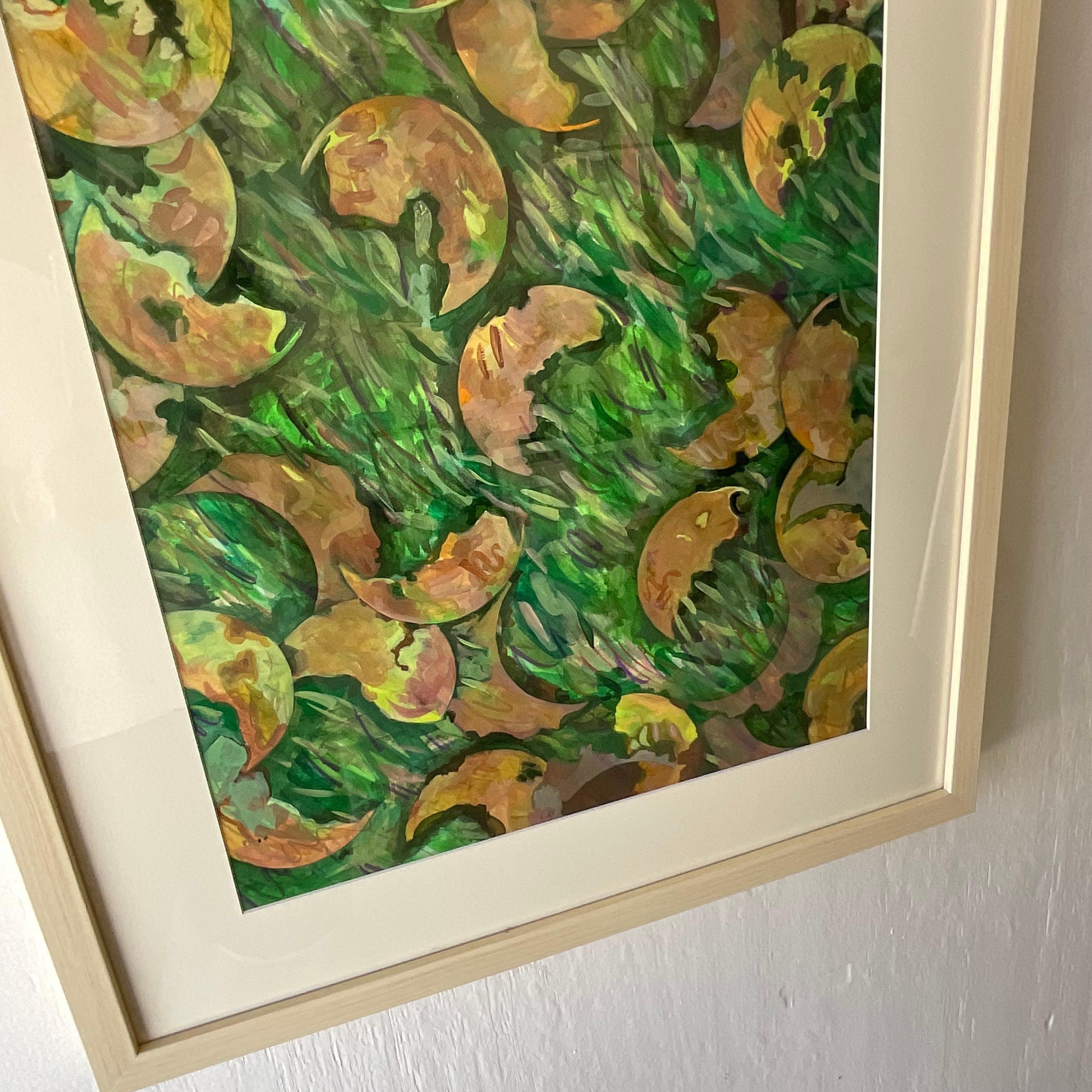 Vintage Boho Original Abstract Oil Painting on Paper In Good Condition For Sale In west palm beach, FL