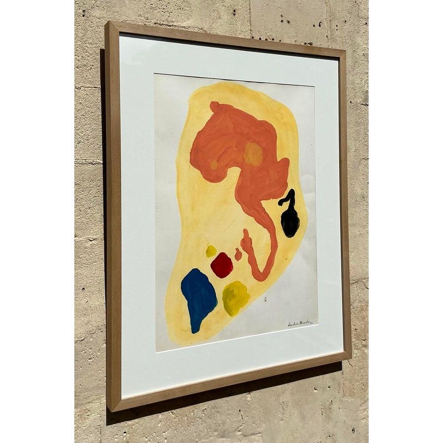 Originales abstraktes Ölgemälde auf Papier, Boho, Vintage (20. Jahrhundert) im Angebot