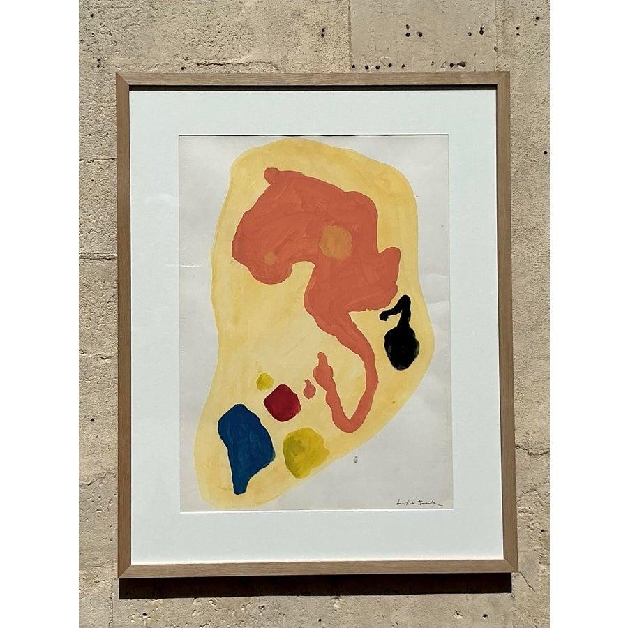 Originales abstraktes Ölgemälde auf Papier, Boho, Vintage im Angebot 2