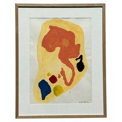 Pittura ad olio astratta su carta vintage Boho originale