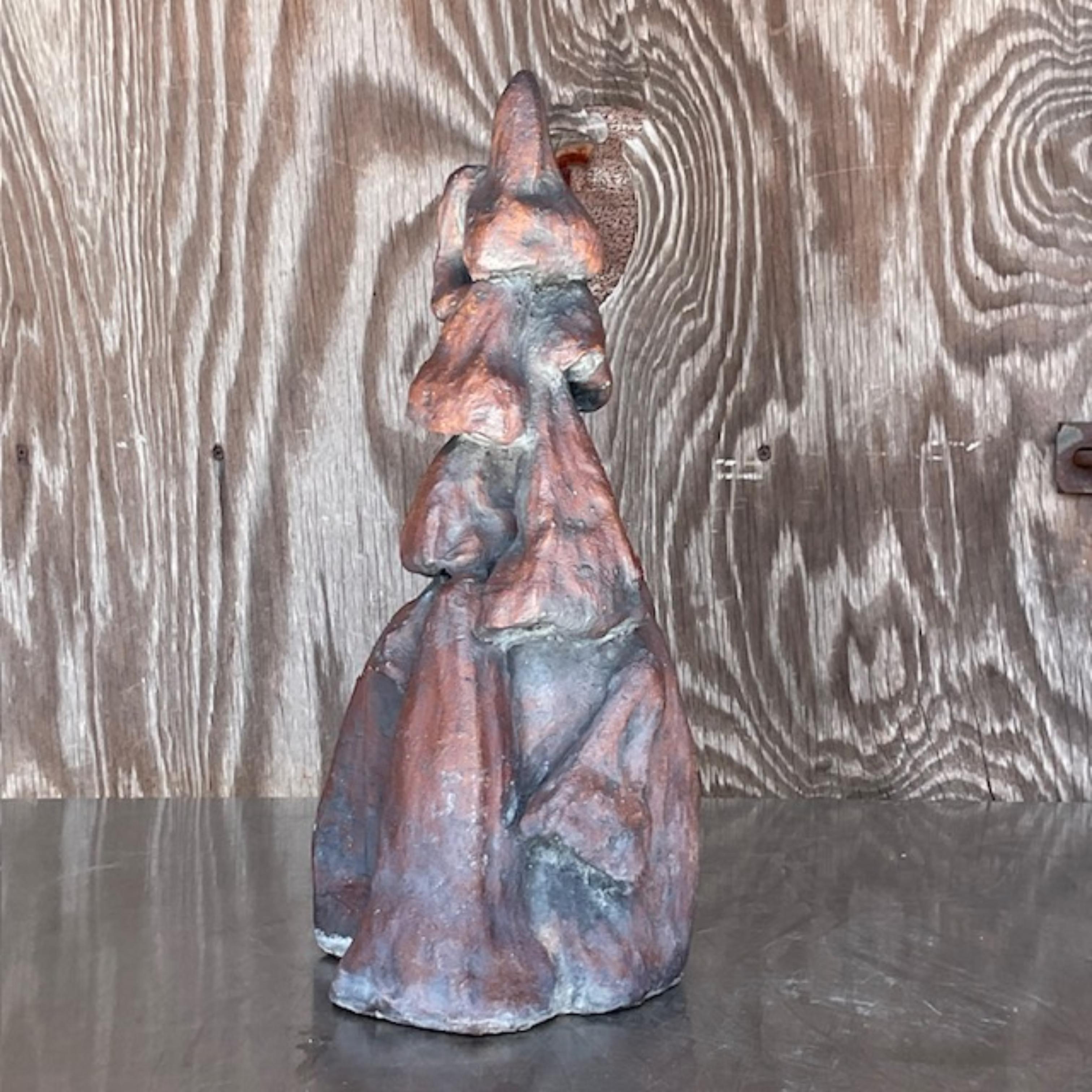 Clay Vintage Boho Original Abstract Sculpture For Sale