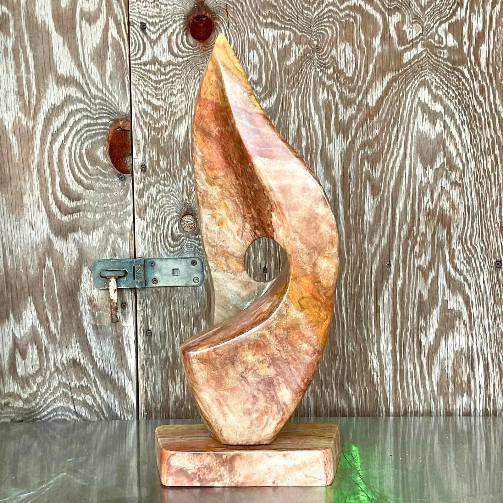 Vintage Boho Original Abstract Stone Sculpture In Good Condition For Sale In west palm beach, FL
