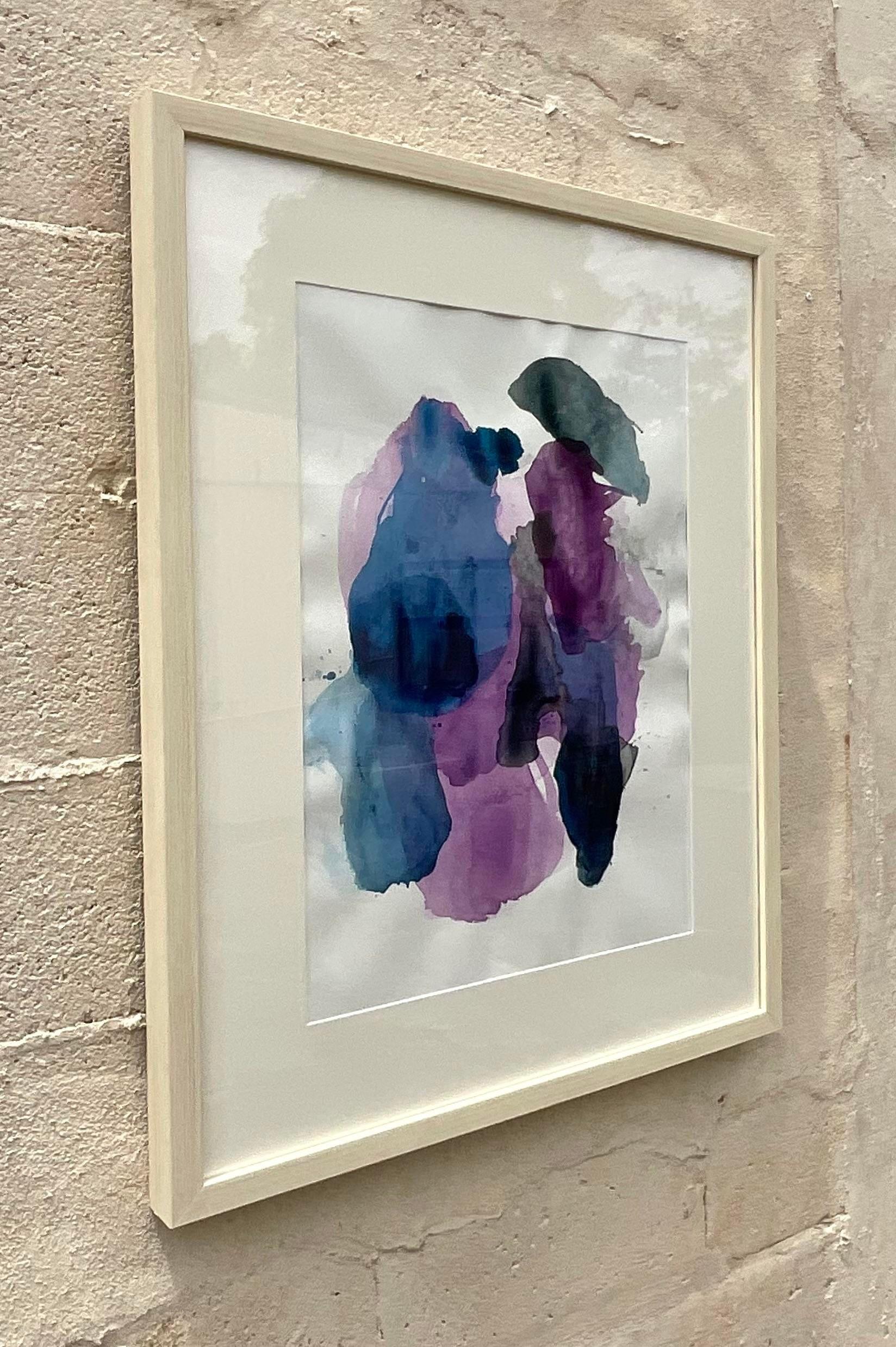 Original Abstraktes Vintage-Aquarell auf Papier, signiert Swartz (21. Jahrhundert und zeitgenössisch) im Angebot