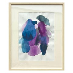 Original Abstraktes Vintage-Aquarell auf Papier, signiert Swartz