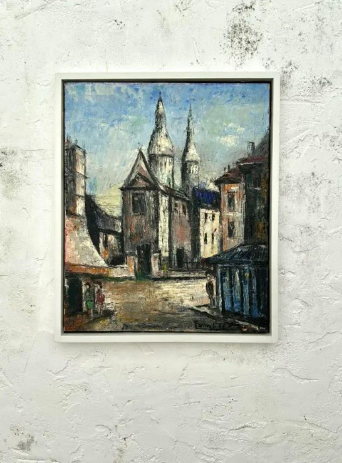 Vintage Boho Original Architectural Oil Impasto on Canvas Firmato dall'artista In condizioni buone in vendita a west palm beach, FL
