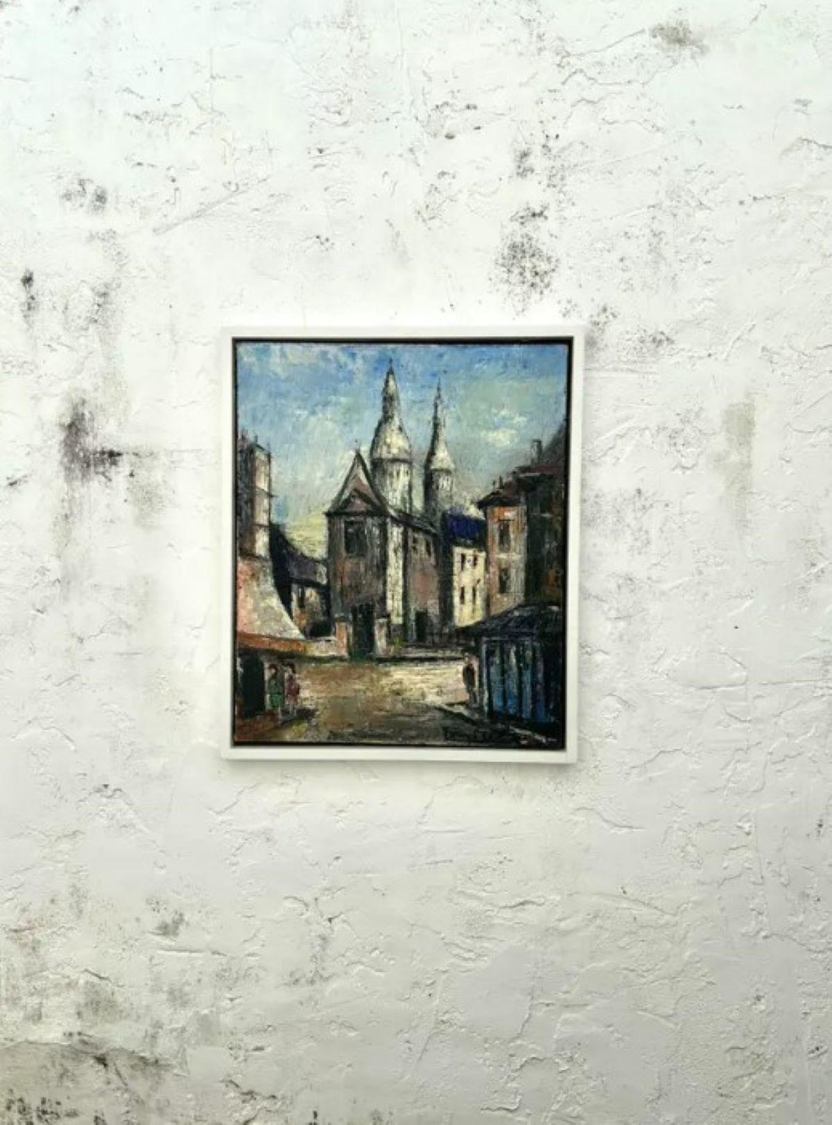 XX secolo Vintage Boho Original Architectural Oil Impasto on Canvas Firmato dall'artista in vendita