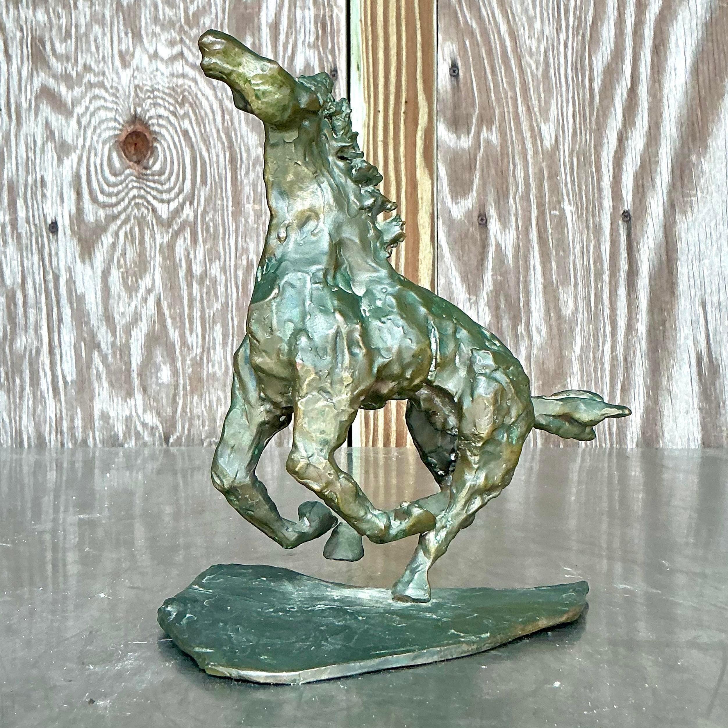Bronze Sculpture originale de cheval Boho en bronze en vente