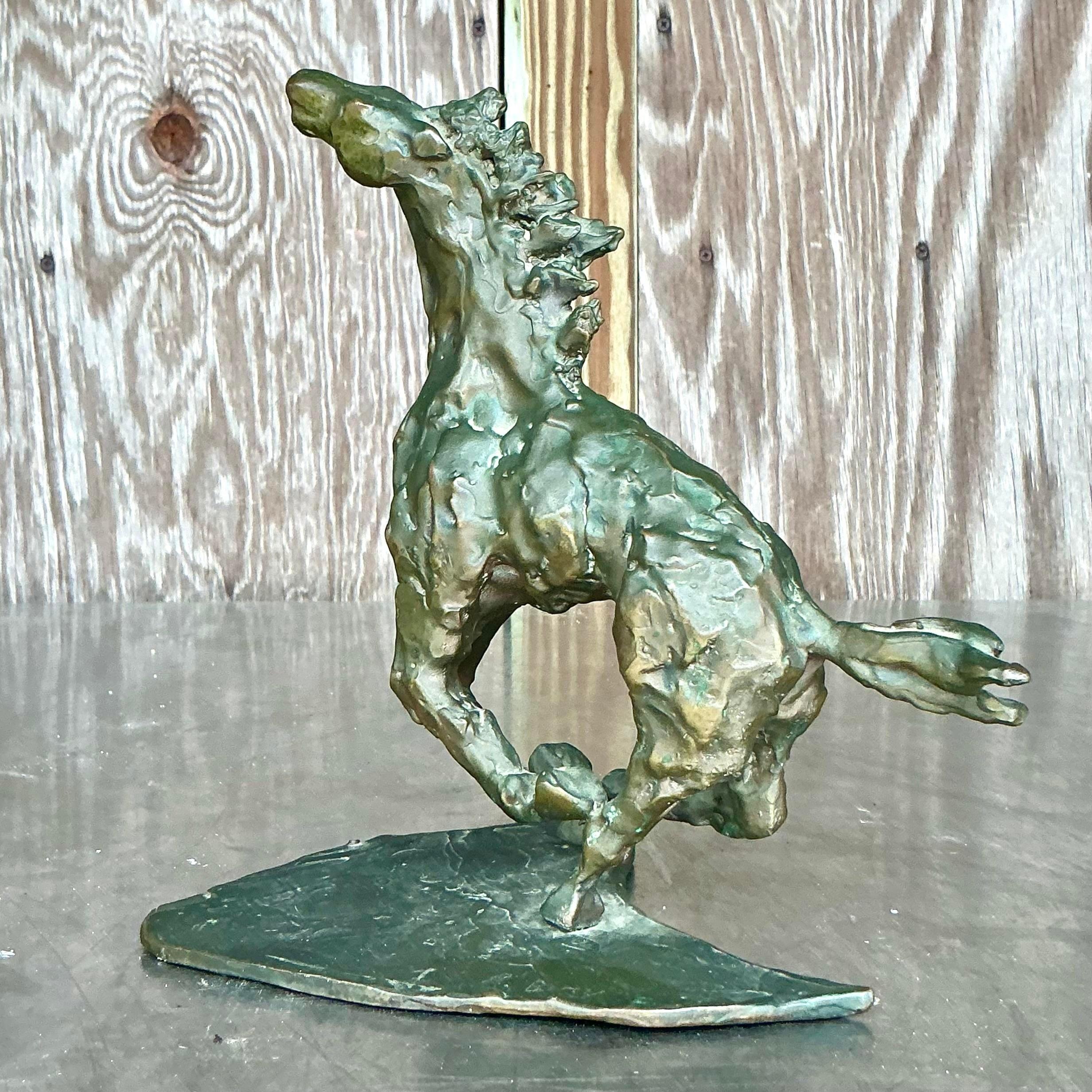 Sculpture originale de cheval Boho en bronze en vente 1