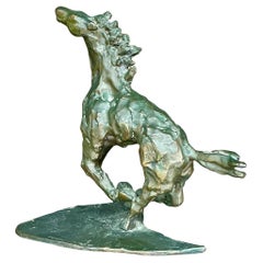 Vintage Boho Original Bronze Sculpture of Horse