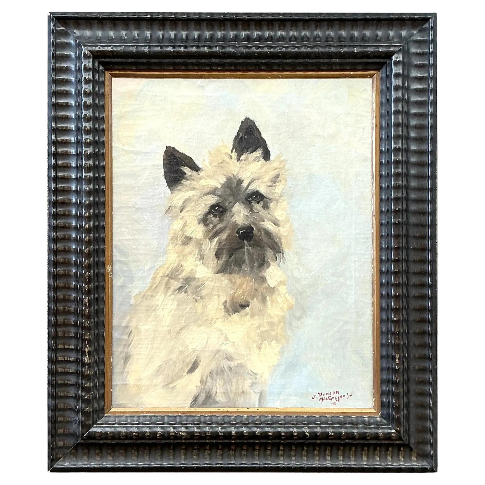 Ritratto originale di cane vintage boho su tela