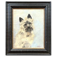 Vintage Boho Retrato original de perro sobre lienzo