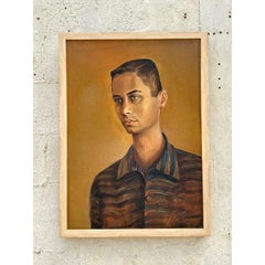 Vintage Boho Original Portrait double face sur toile