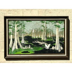 Vintage Boho Original Everglades Oil Landscape on Canvas