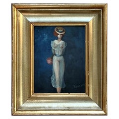 Vintage Boho Óleo Figurativo Original sobre Lienzo